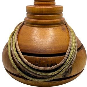 Lamode two tone gold over sterling silver mesh 4 strand vintage necklace